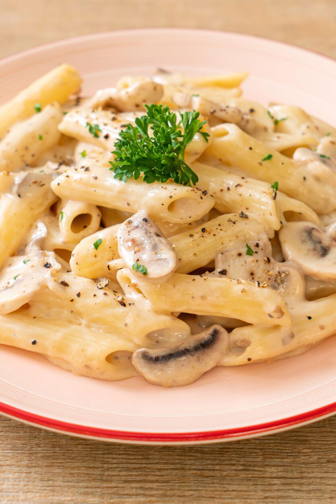 Penne Pasta with Carbonara Mushroom