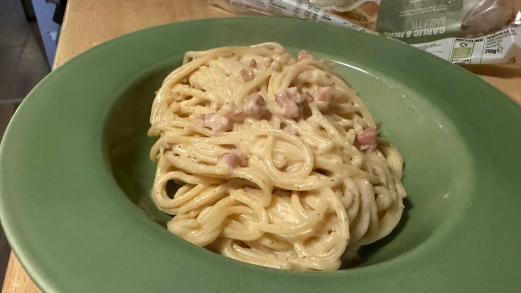 Carbonara. I think I made it too thick.