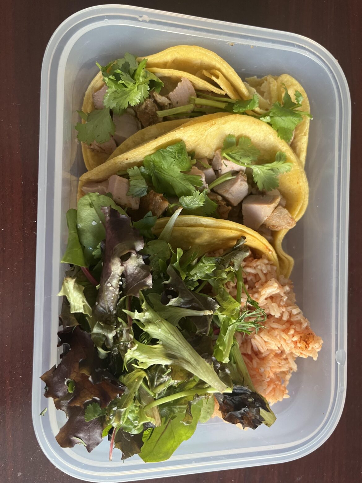homemade Tacos de puerco lunchbox