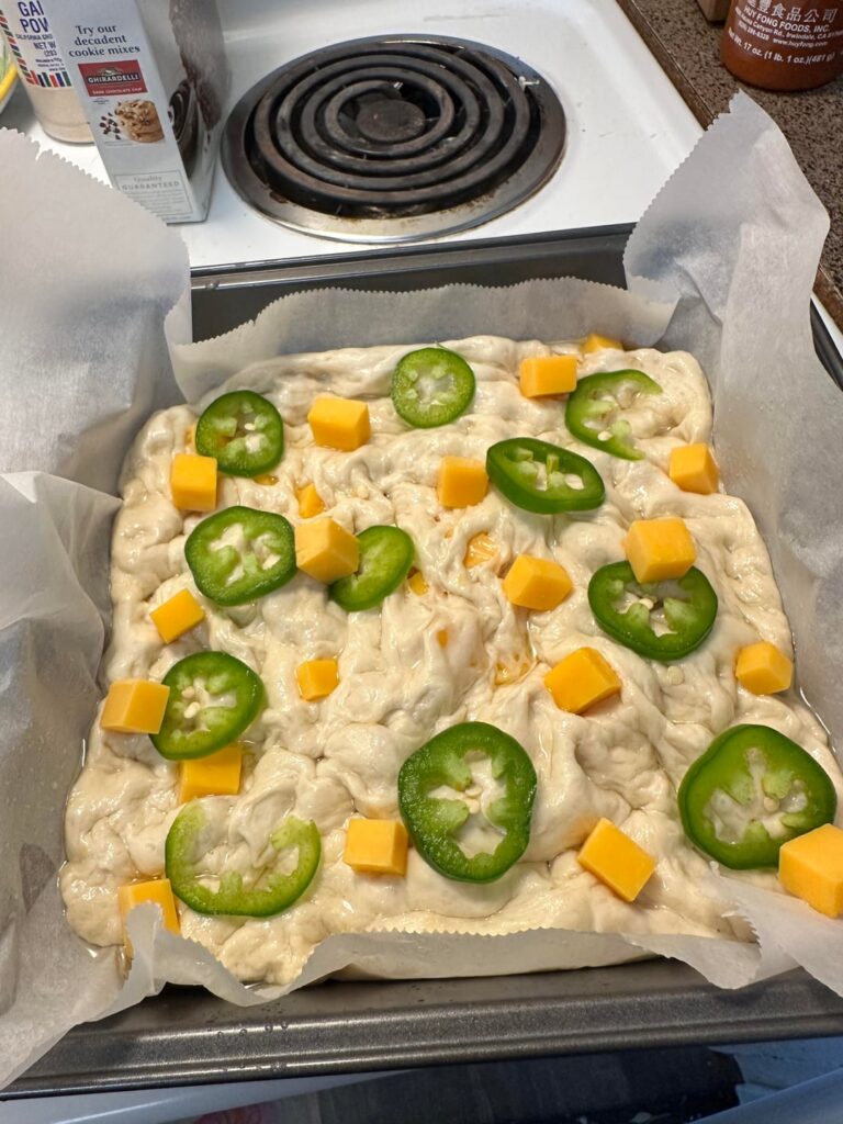 My first bread - cheddar jalapeno focaccia 😁