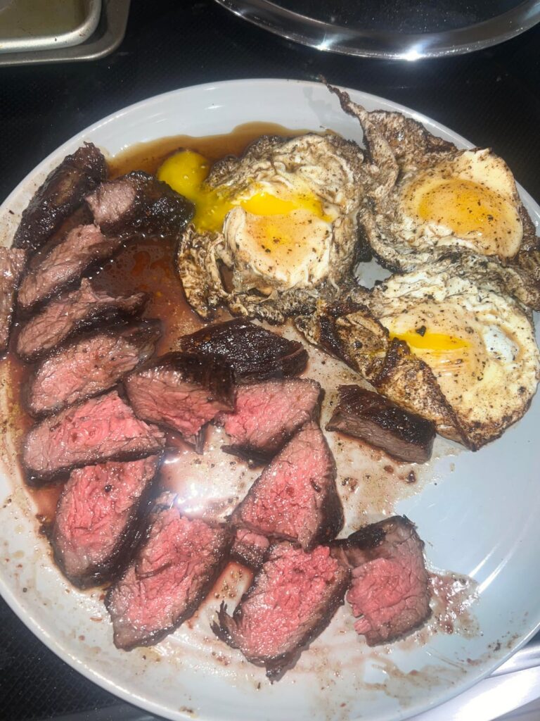 Steak and egg breakfast burrito