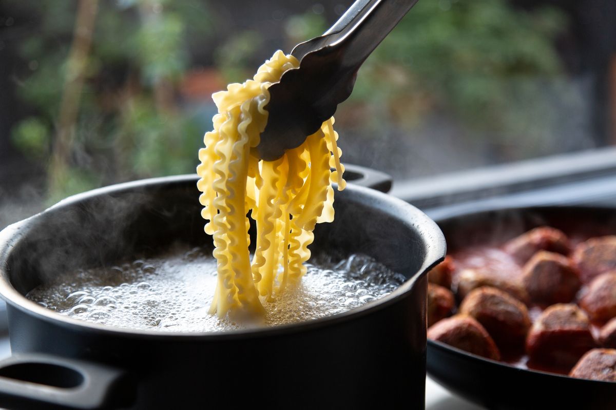 Making spaghetti and meatballs