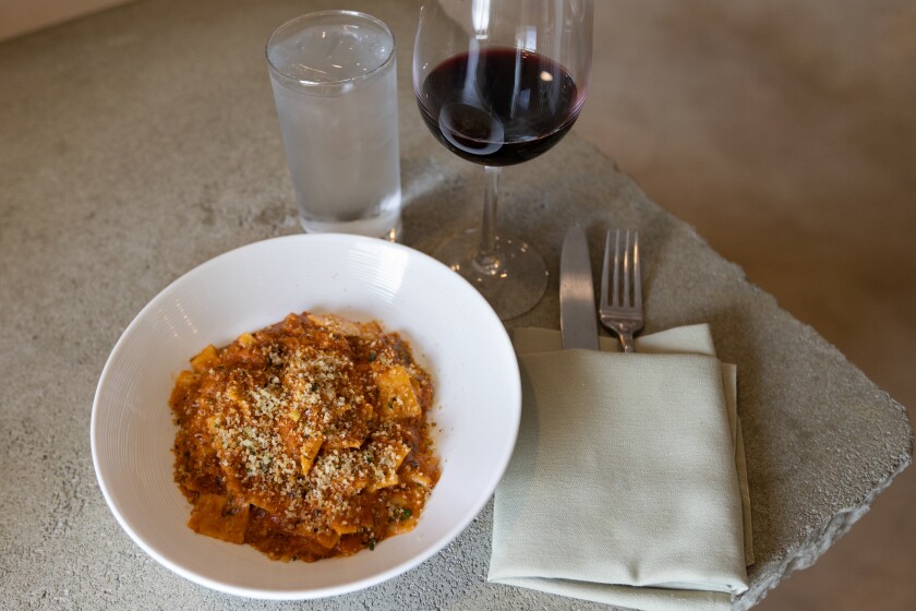 Kouklas' hilopites, a dish of braised lamb shank, homemade pasta and vodka sauce.