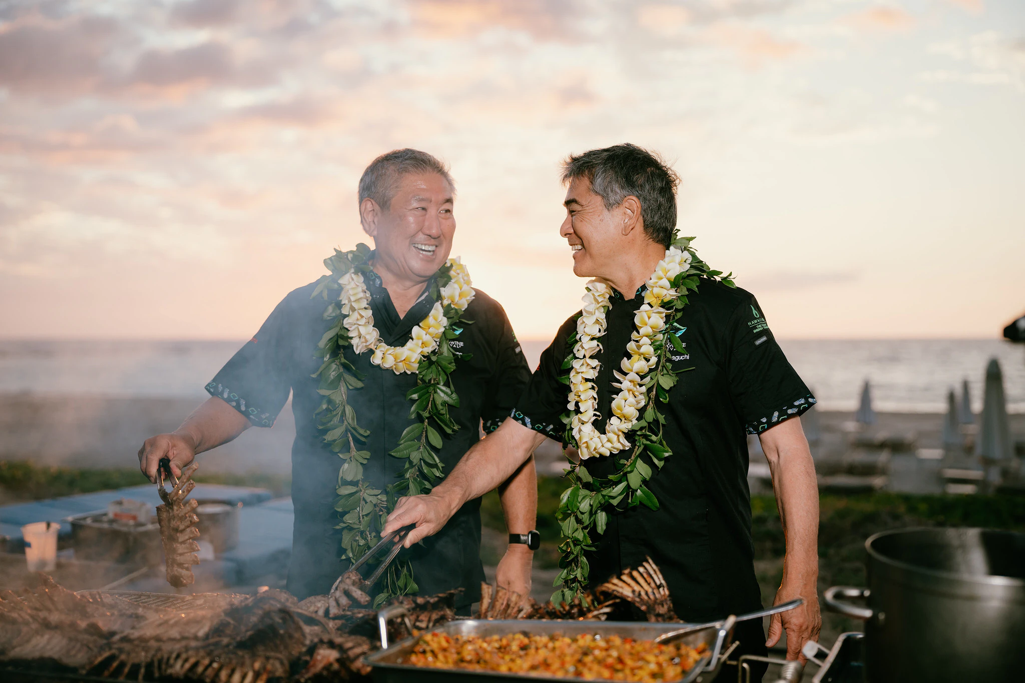 James Beard Award-winning chefs Chef Alan Wong, left, and Roy Yamaguchi, right.