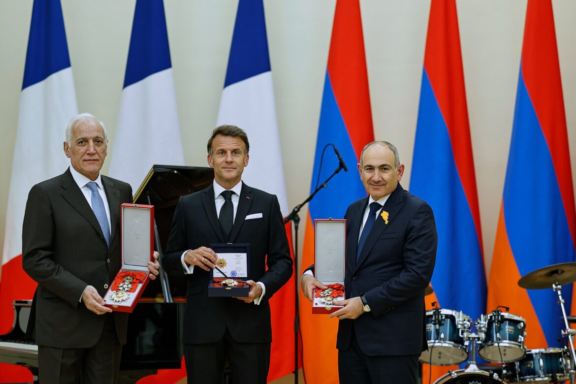 Macron croons classic ballads at a state dinner in Armenia for the French leader