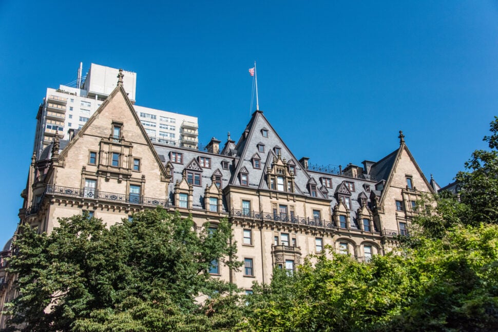 The Dakota building overlooking Central Park, New York City, NY.