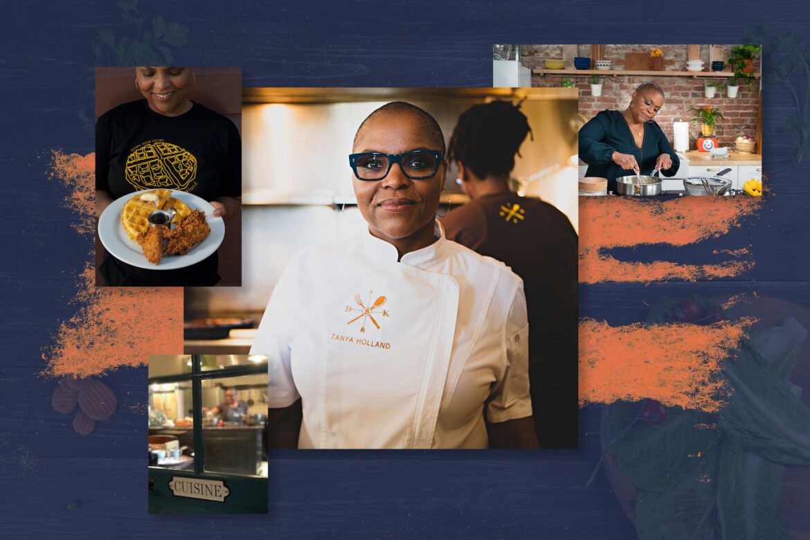 ‘Top Chef’ alumna brings culinary history back to Grounds Collage of photos of Tanya Holland mixed with orange and blue illustrations