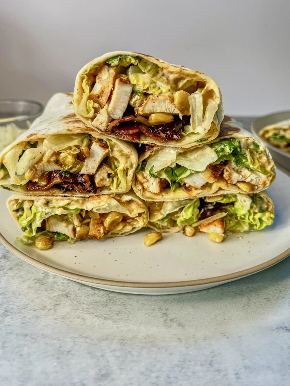 Bacon Jam Chicken Caesar Salad Wraps - Photo Credit: The Wholesome Spoon.