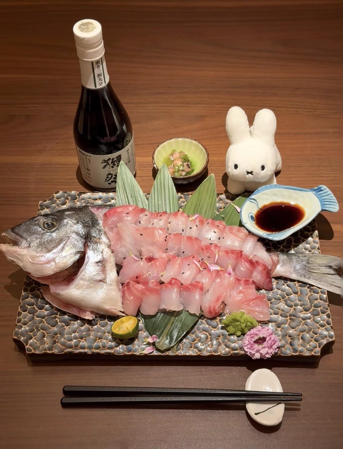 Whole fish sashimi, ultimate Japanese fine dining vibe