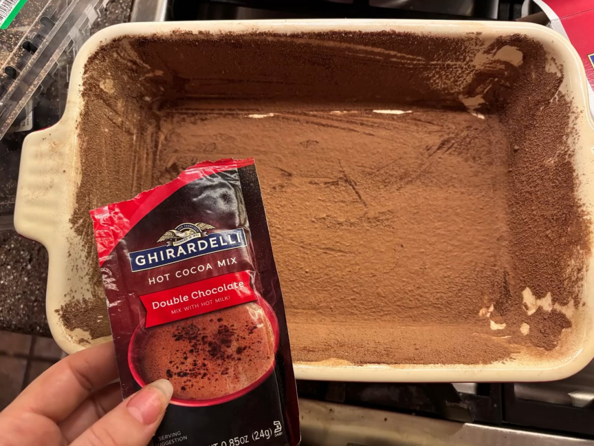 Brownie Experiment: sub grease & flour -> butter & hot cocoa mix! IT WORKED. I think fucked around and found out the brownie pan holy grail.