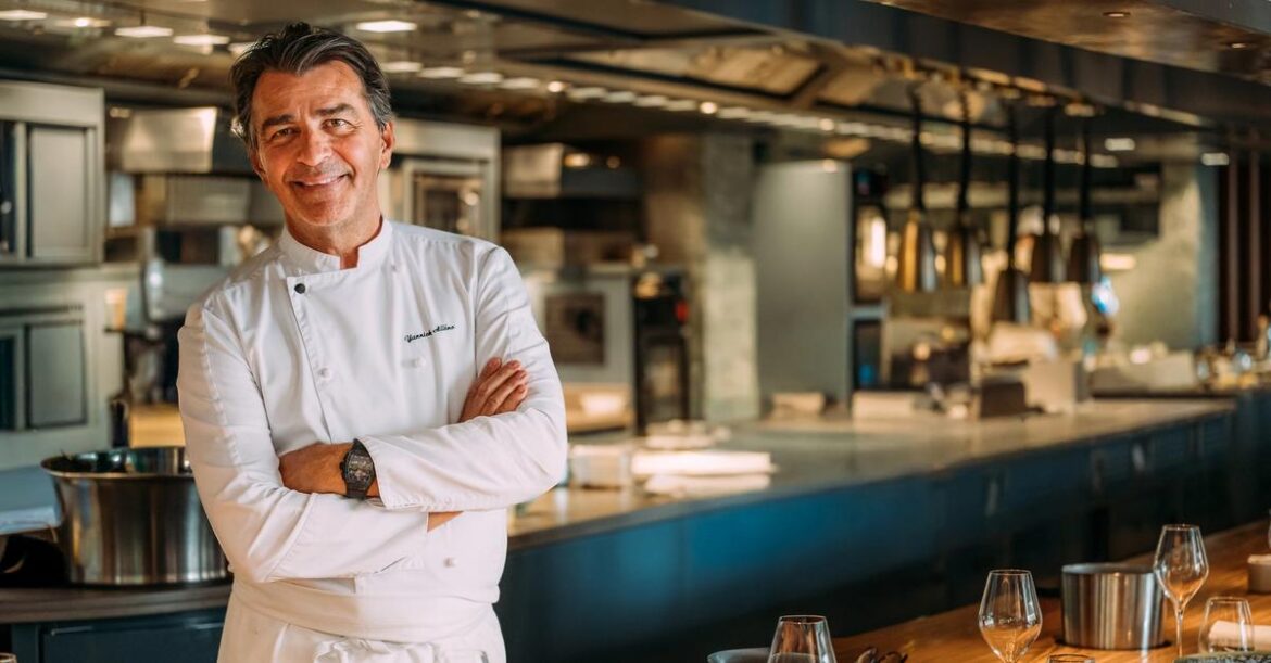 Yannick Alléno: “Unless I’m on the plane or on the train I am in the kitchen with my team.” Yannick Alléno: “Unless I'm on the plane or on the train I am in the kitchen with my team.”