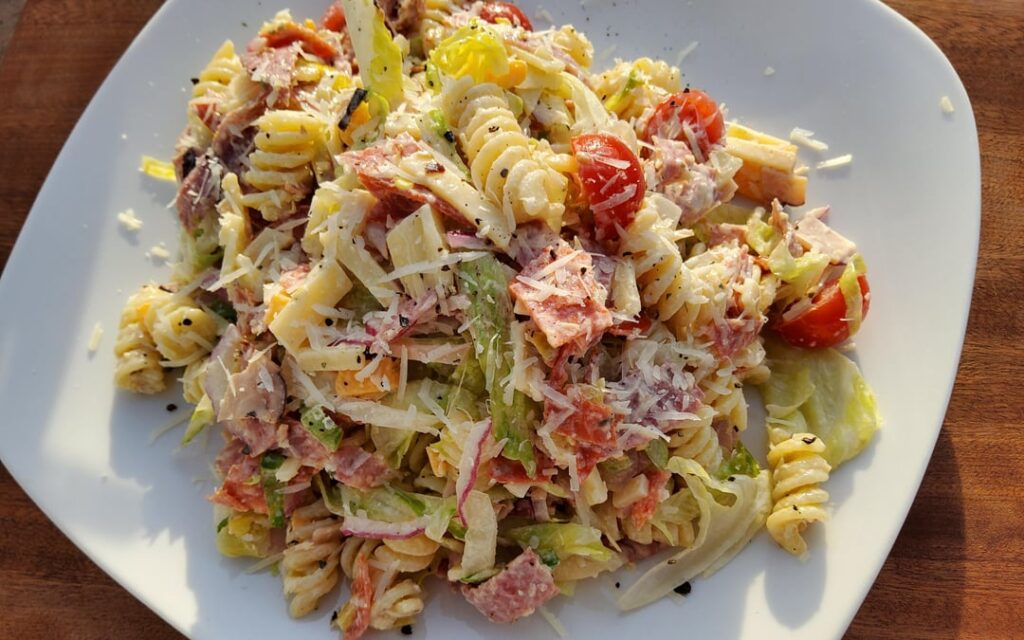 This pasta salad was perfect on a warm sunny day. Italian grinder salad
