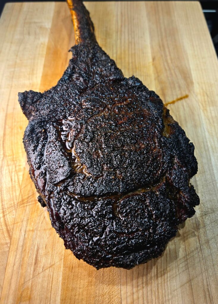 2 Night Dry-Brined Prime Tomahawk, Smoked Then Cast Iron Seared