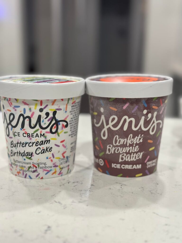 Jeni’s Buttercream birthday cake and Confetti brownie batter review