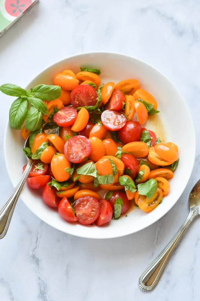 Marinated Tomato Basil Salad - Photo Credit: Seasonal Cravings.