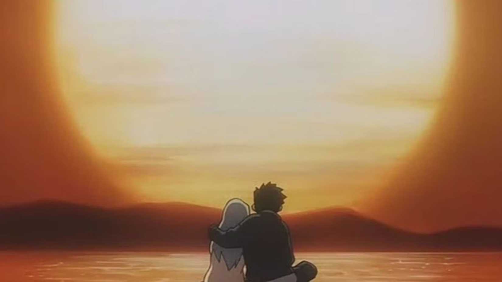 Shu and Lala-Ru enjoy the sunset in Now and Then, Here and There.