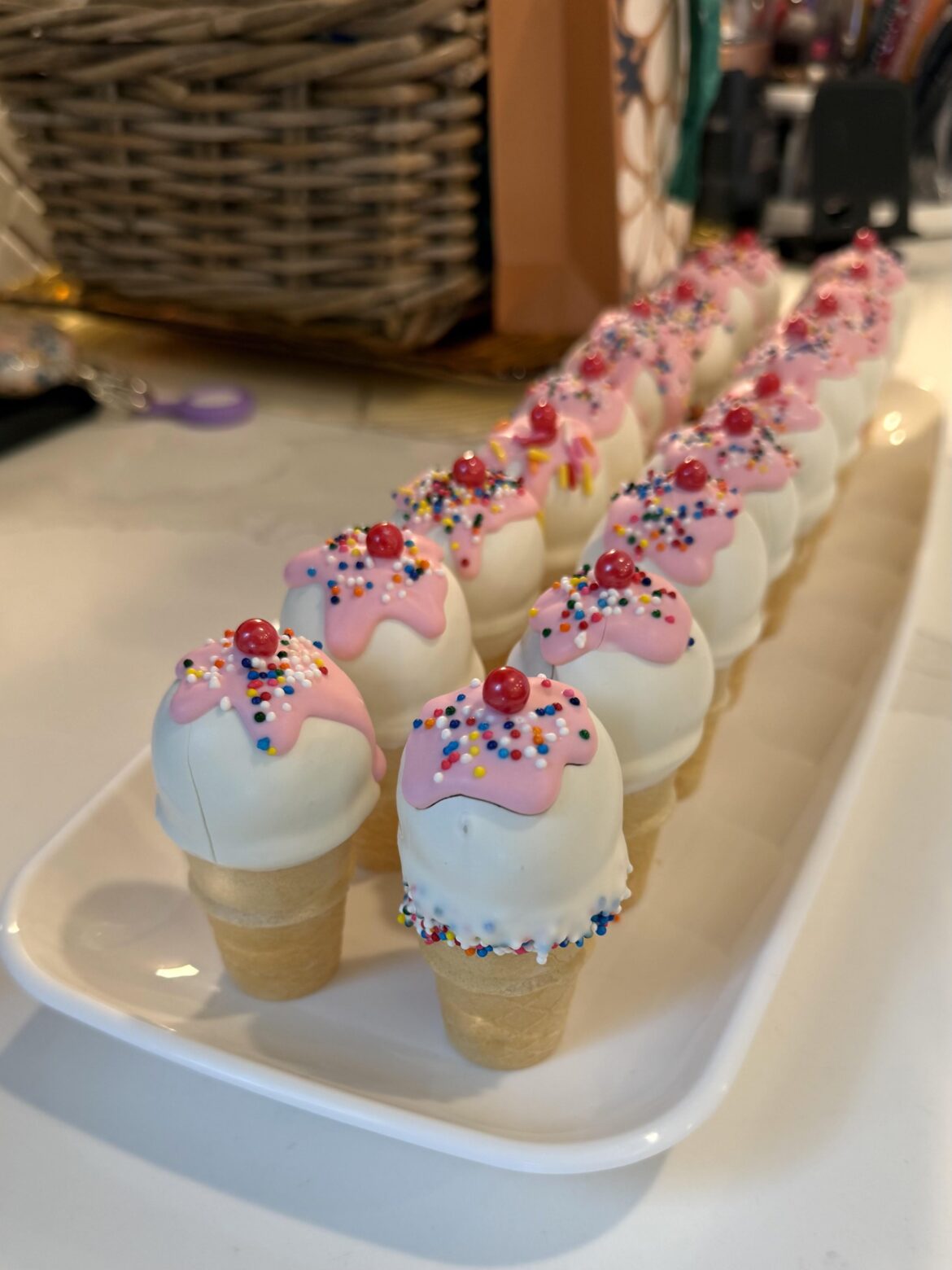 Ice cream cone cake pops