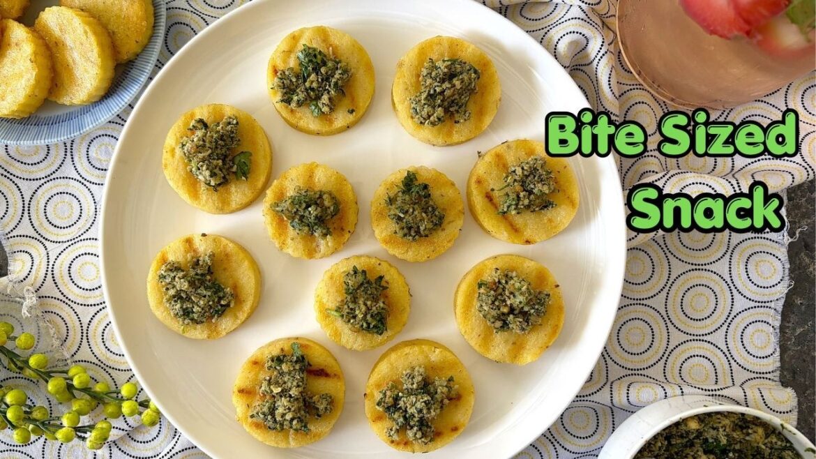 Crispy Polenta Cakes with Rustic Walnut Cilantro Pesto Crispy Polenta Cakes with Rustic Walnut Cilantro Pesto