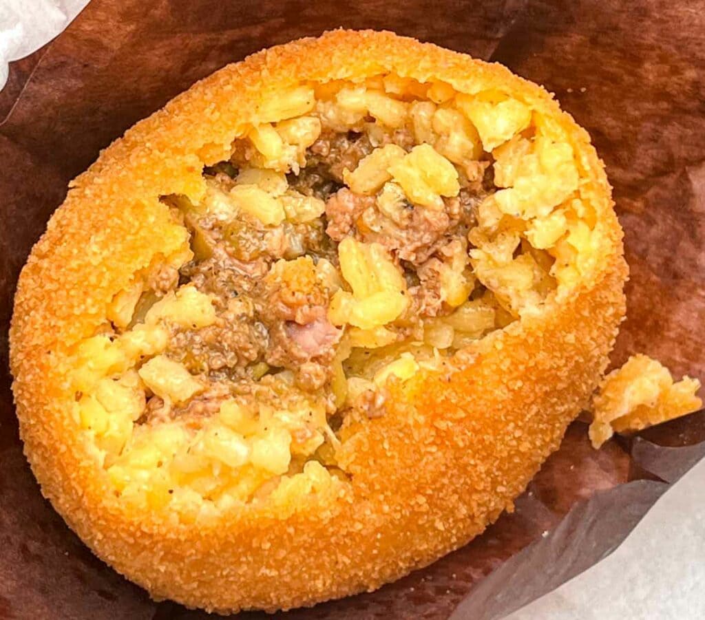 Inside a nAbburro Gourmet Arancino at KePalle Arancine d Autore in Palermo
