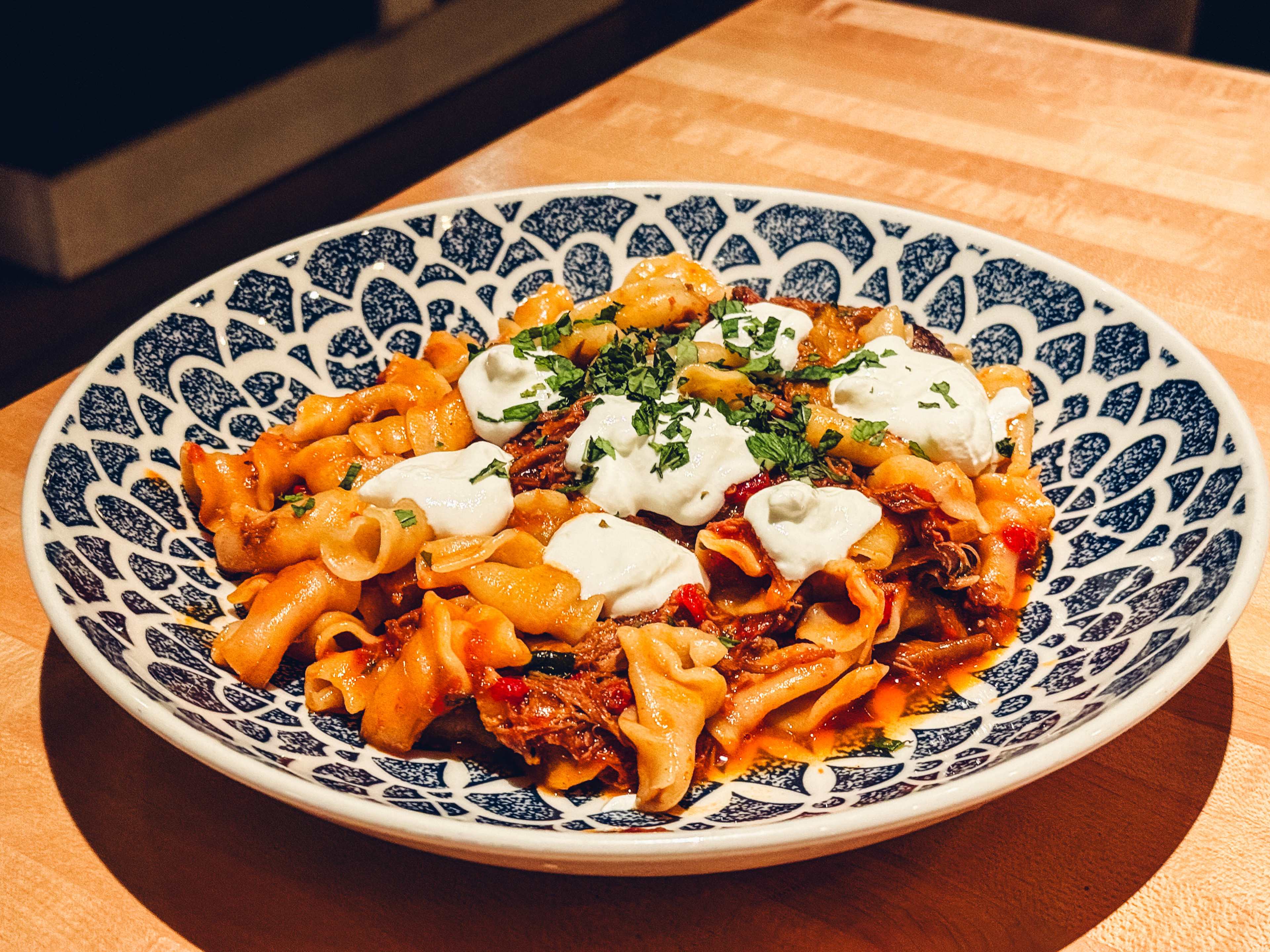 Campanelle with lamb rags.