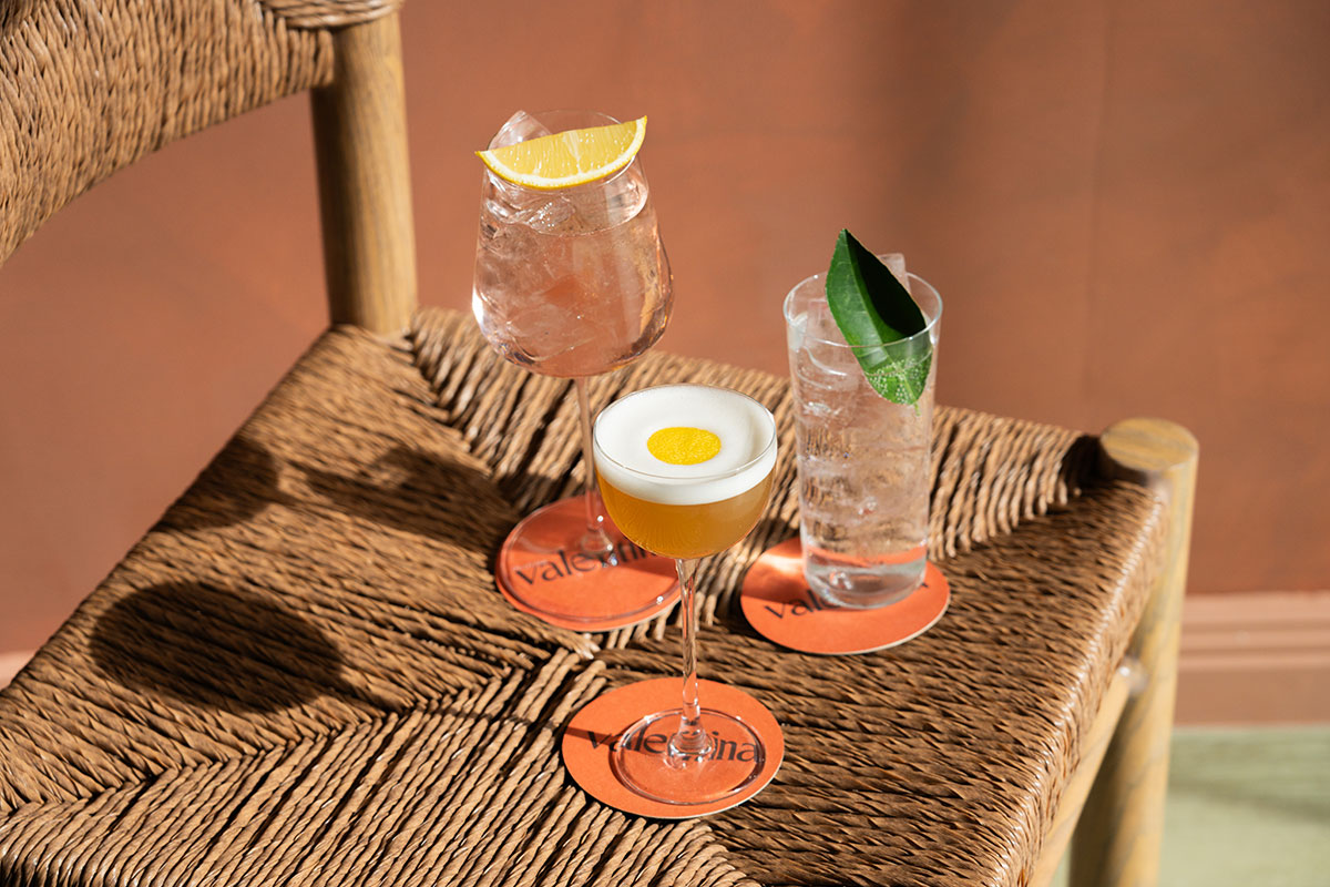 Lychee Spritz, Coconut Thyme Highball and Lemon Daisy, Valentina Restaurant + Bar (image by Tess Hayley)