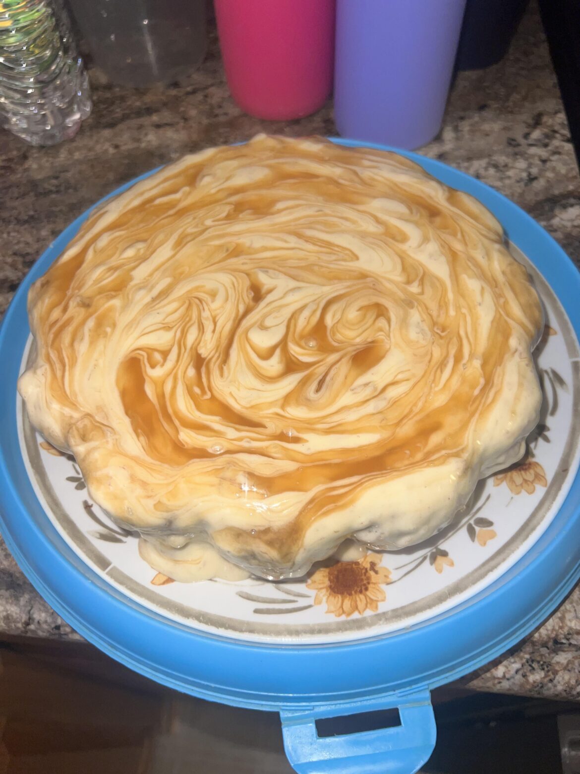 Banana Almond Salted Caramel Cake .
