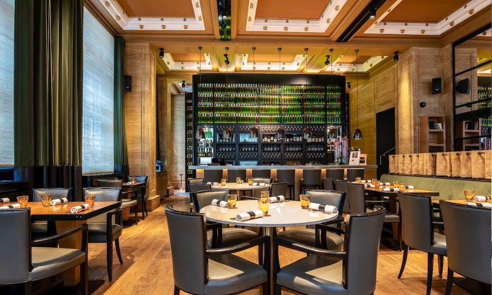 dining room and wine collection at les 110 de taillevent
