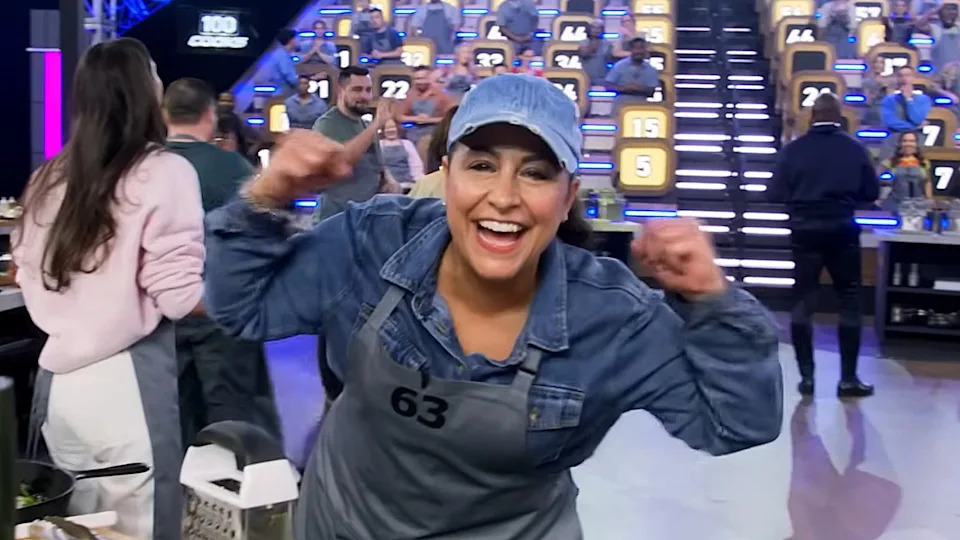A contestant is shown on 100 Cooks.