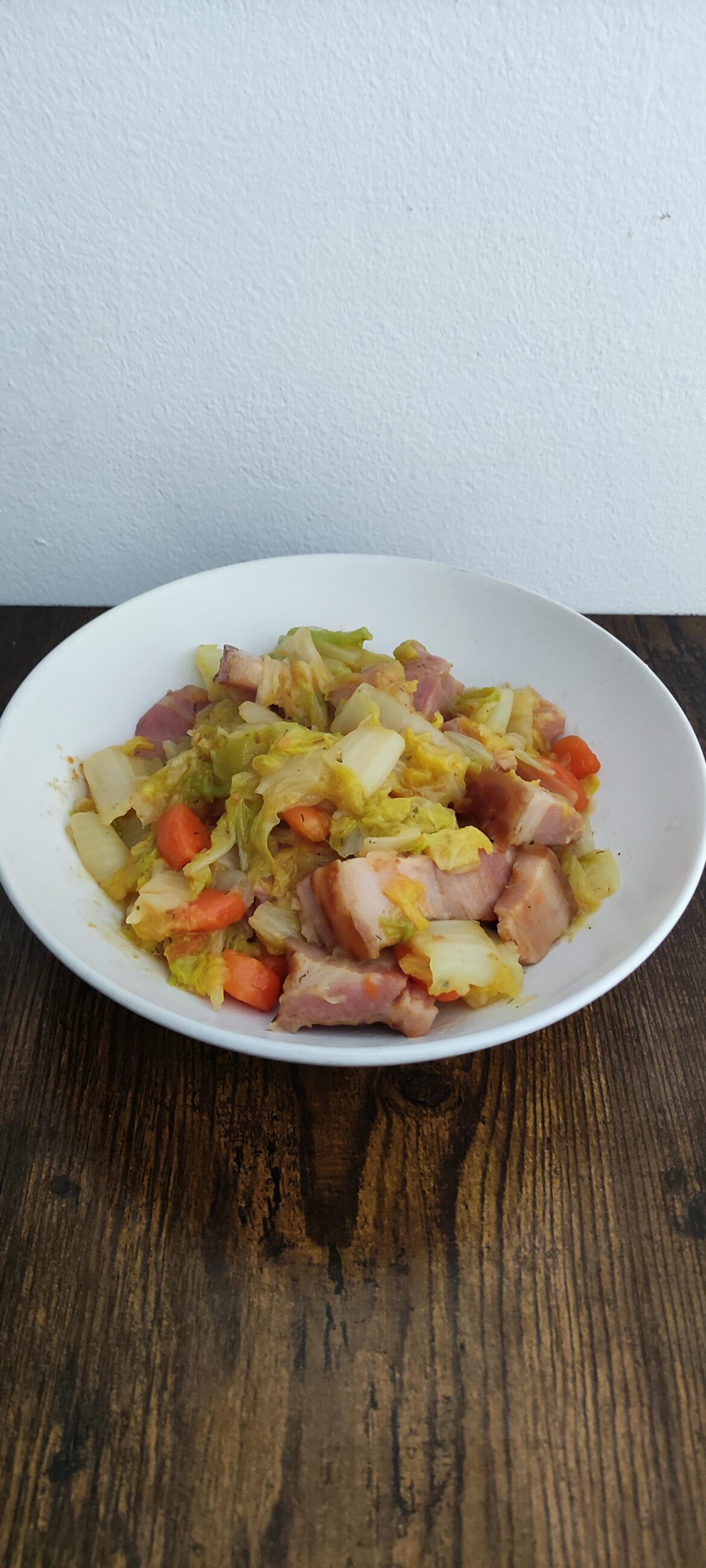 Napa Cabbage with Cooked Cured Pork Belly