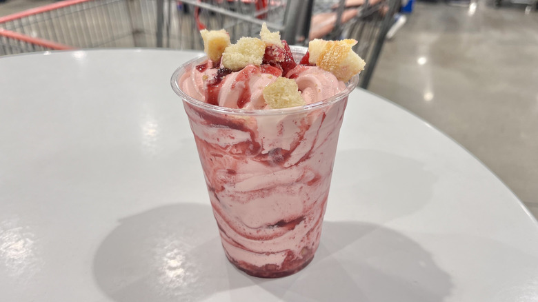 Closer view of Costco ﻿strawberry shortcake sundae