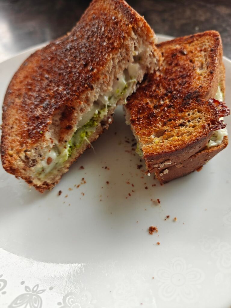 Scape pesto grilled cheese Scape pesto grilled cheese