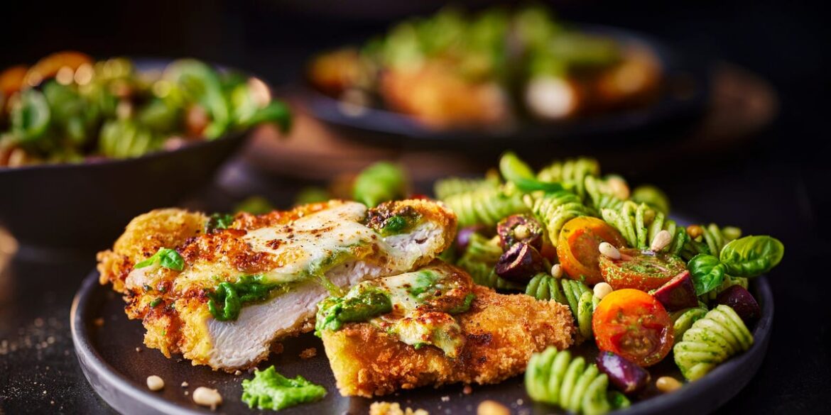 We’re making Tom Kerridge Cooks Italy’s Pesto Chicken Parmigiana tonight – shop the M&S ingredients from £2.30