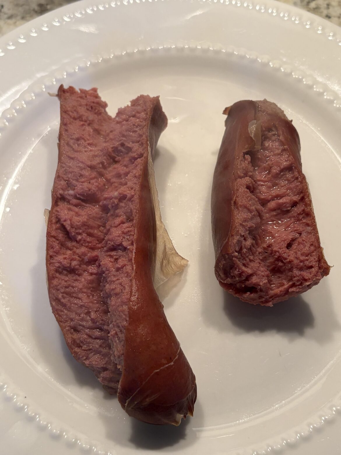 My mom’s lunch: polish sausage