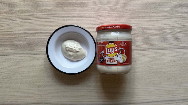 Lay's French Onion Dip on wooden table