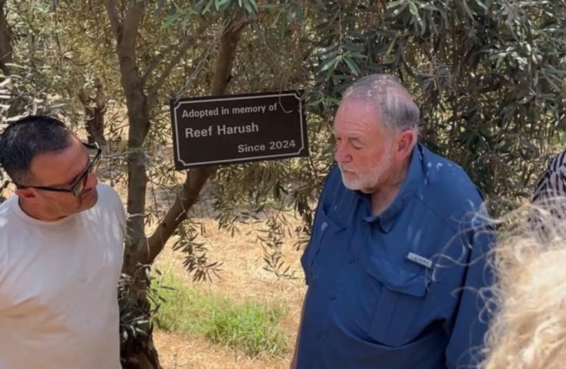US Ambassador to Israel Mike Huckabee and Avi Harush at the My Tree in Israel event in Moshav HaYogev. July 9, 2026.