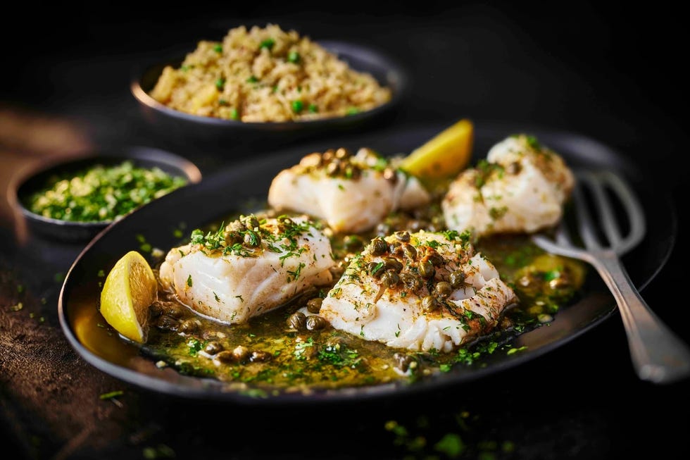 tom kerridge cooks italy m&s baked cod with parsley butter