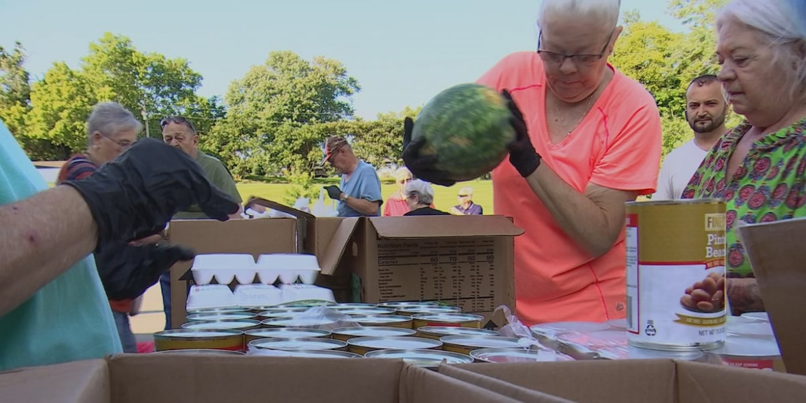 Dozens of families line up for food giveaway in White House, Tenn.