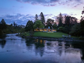 Huka Lodge at sunset.