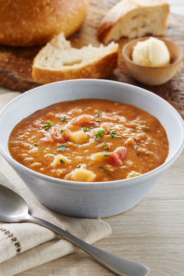 Tomato-based Manhattan Clam Chowder is among the dishes included in the cookbook "Flavors From the Shore: Nostalgic Seafood Recipes Celebrating OUr Coasts and Waterways" by Jim Ulcickas, Richard Staunton and James O. Fraioli. (Photo by Tucker + Hossler Photography)