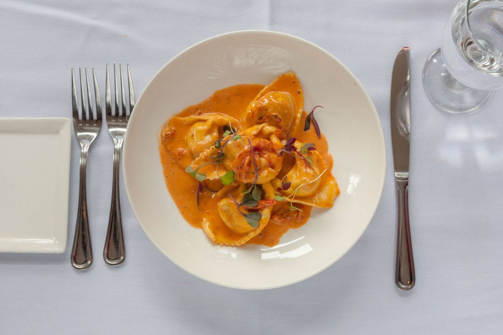 The Tortelloni Mignon made with beef tenderloin in tortelloni pasta and smothered in a creamy tomato sauce is a diner favorite. Courtesy Floriana