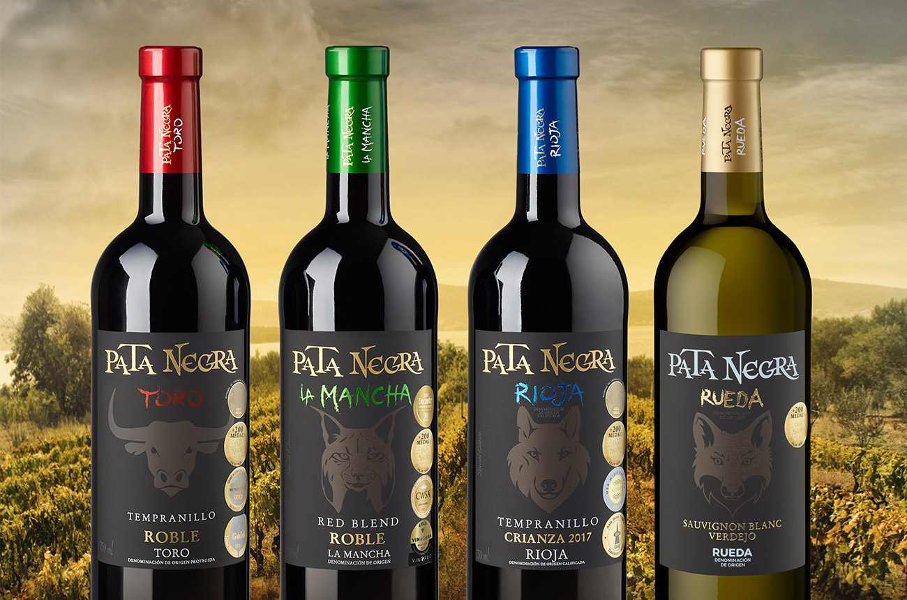 Four bottles of Pata Negra wine &ndash; 3 red and 1 white