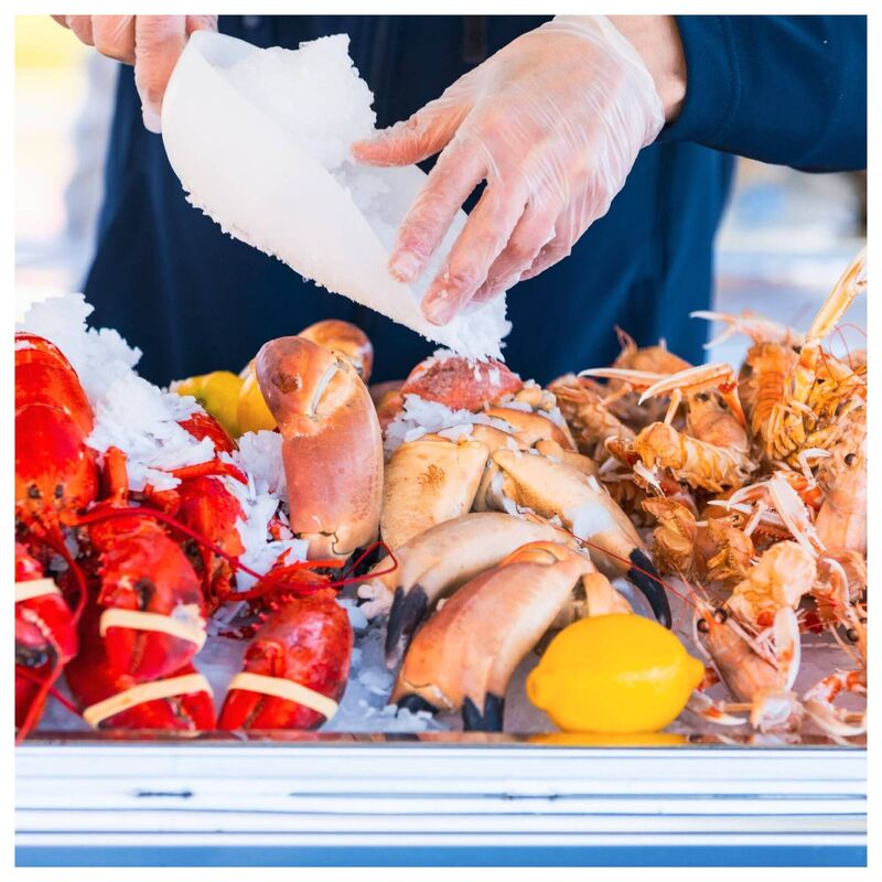 Fresh seafood for sale at Perard Traditions' fish counter