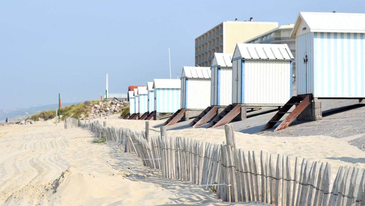 A row of attractive beach huts at Hardelot, Le Touquet, France 