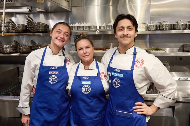 MASTERCHEF: GLOBAL GAUNTLET: L-R: Contestants: Julia, Heidi and Jake in the MASTERCHEF: GLOBAL GAUNTLET “Restaurant Takeover” episode airing Wednesday, August 26 (8:00-9:00 PM ET/PT) on FOX. CR: Geoff George /FOX. ©2026 FOX Media LLC.