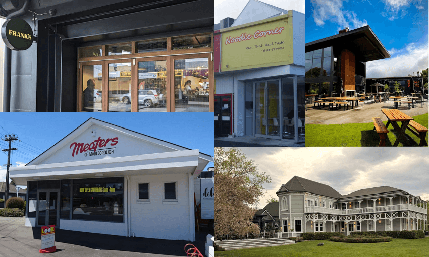 a colourful assortment of cafe and restaurant frontages in the Marlborough region