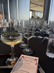 A table is set for the Ambassador Hotel's Spanish Wine Dinner, featuring wine pairings and a four-course menu inspired by Spanish cuisine. (Photo/Lillie-Beth Brinkman)