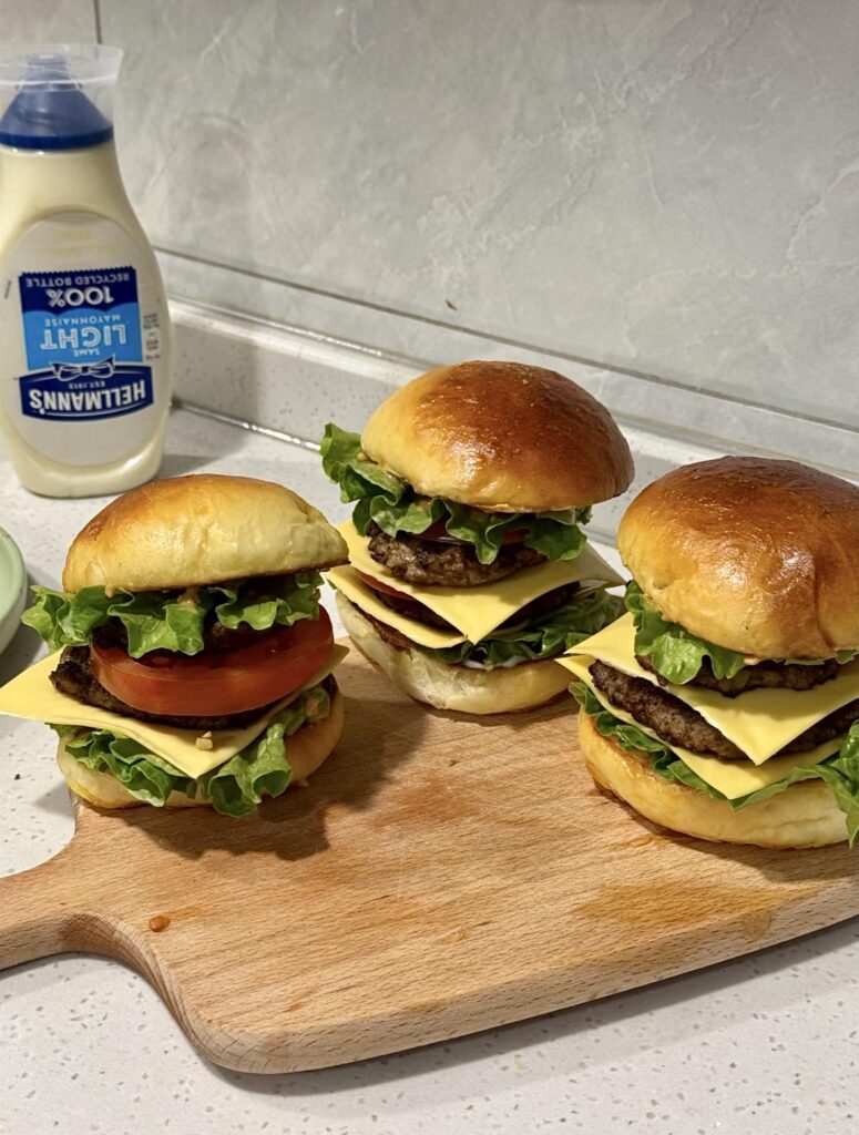 Homemade beef cheeseburgers made from scratch