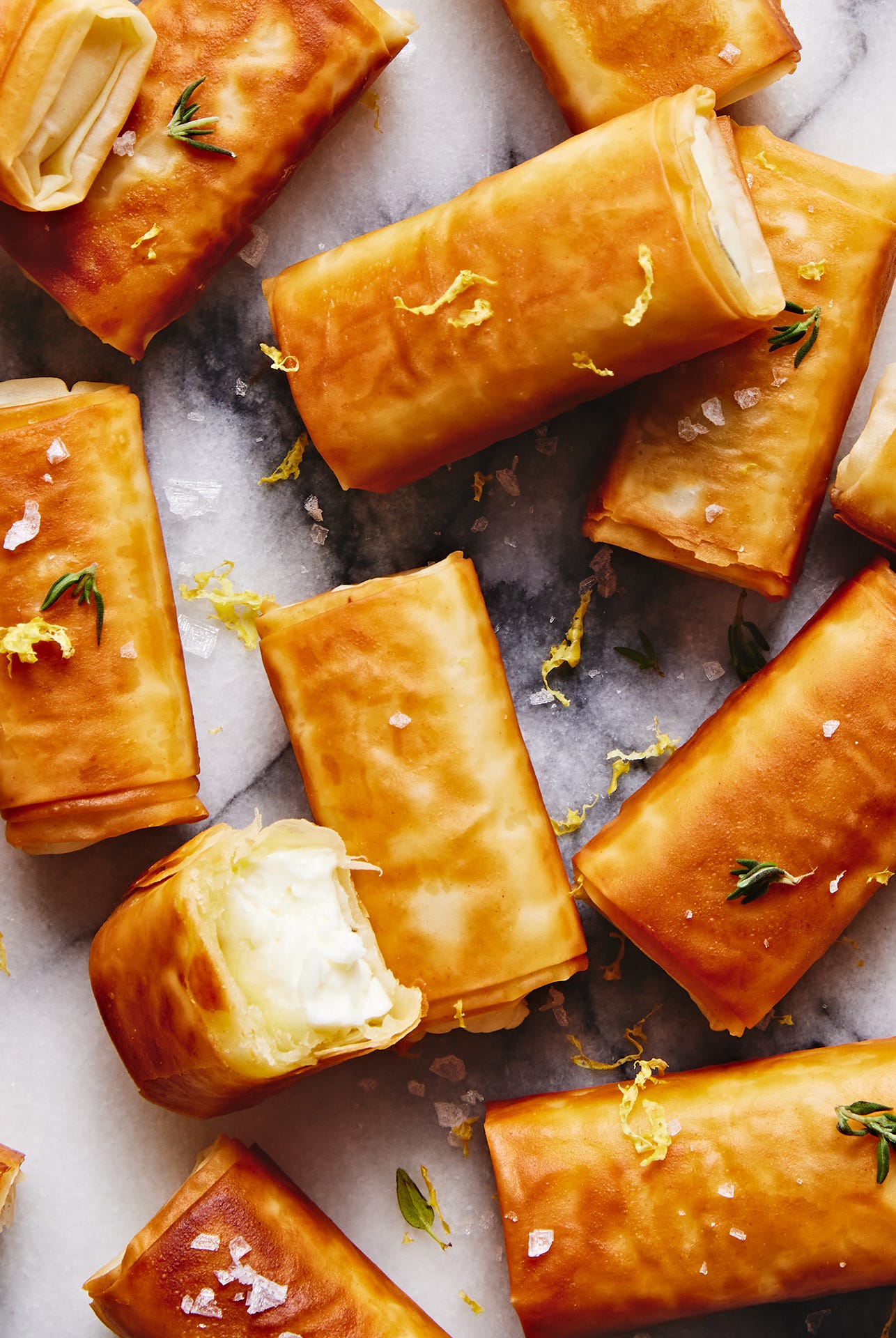 feta wrapped in phyllo and fried served with honey