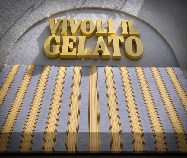 Entrance signage at the new location of Vivoli il Gelato at Flamingo Crossings Town Center Silvana Vivoli's second store at Walt Disney World Tuesday, September 8, 2026. Silvana is a fourth generation gelato maker from Italy who has been making the frozen dessert for more than 40 years. The Flamingo Crossings location opens soon. (Joe Burbank/Orlando Sentinel)