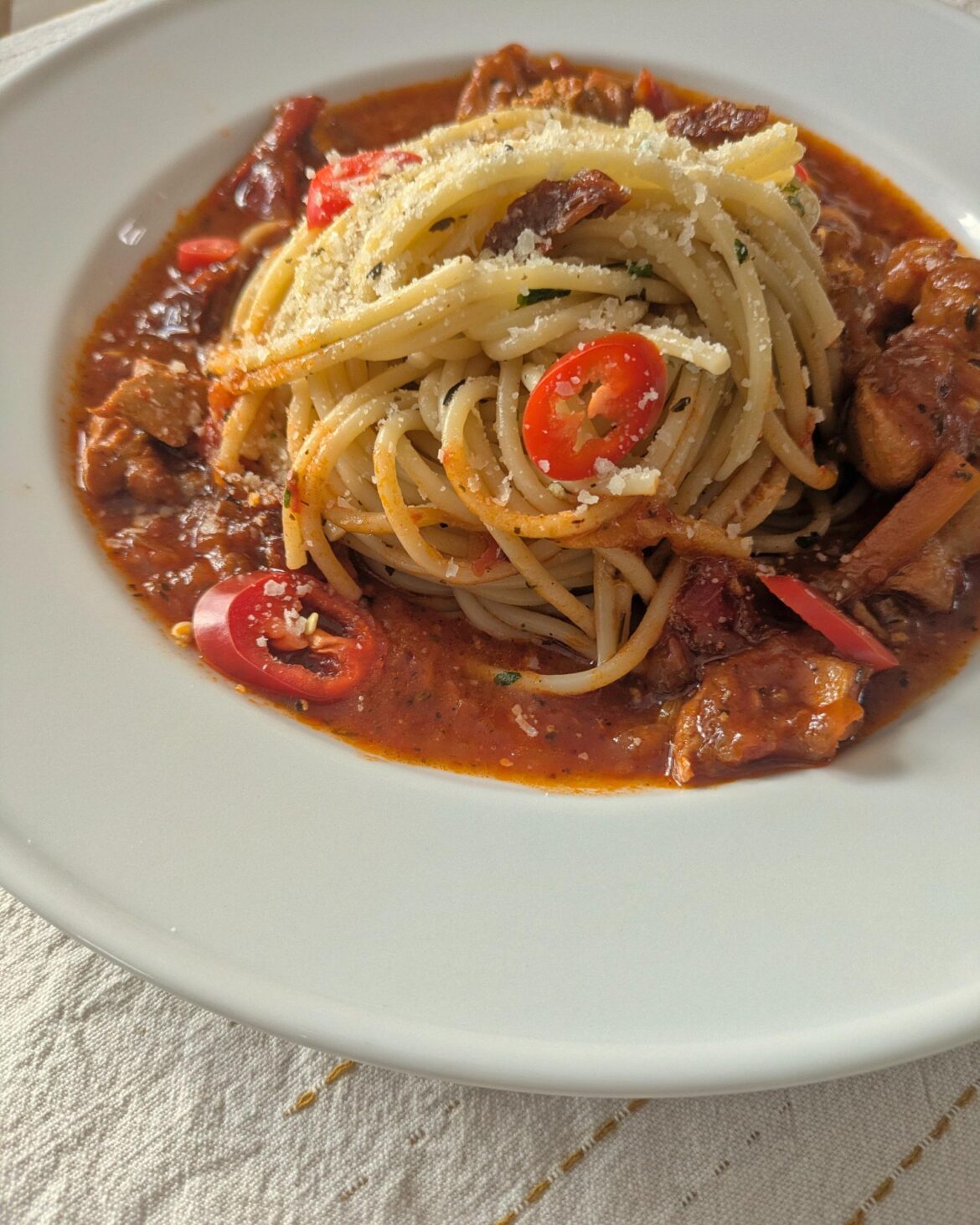 Savory Sicilian "inspired spaghetti